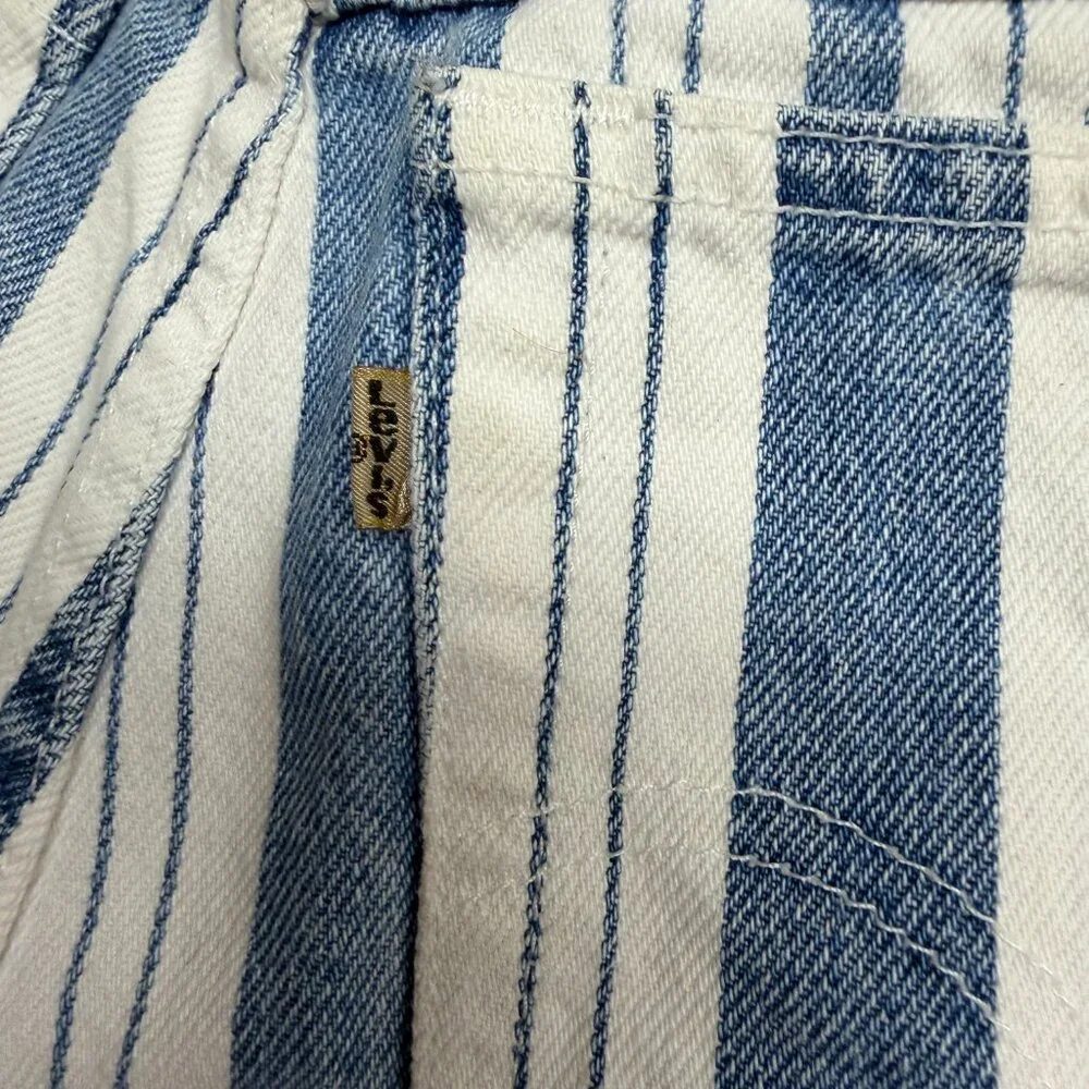 Vintage‎ Levis Loose Denim Jean - Blue White Shorts Striped - Womens SZ 5 -U.S.A